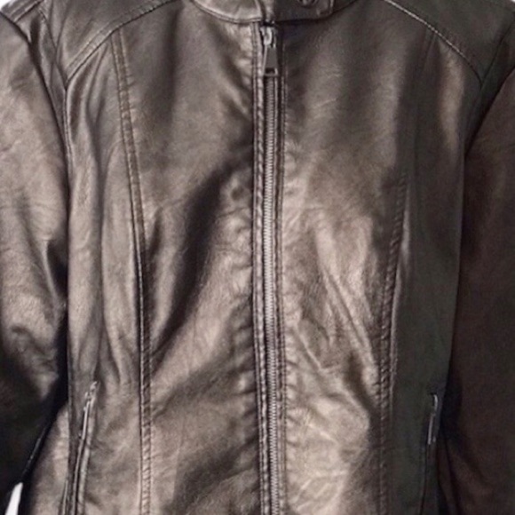 Baccini Bronze Leather Full Zip Moto Jacket - Picture 5 of 9